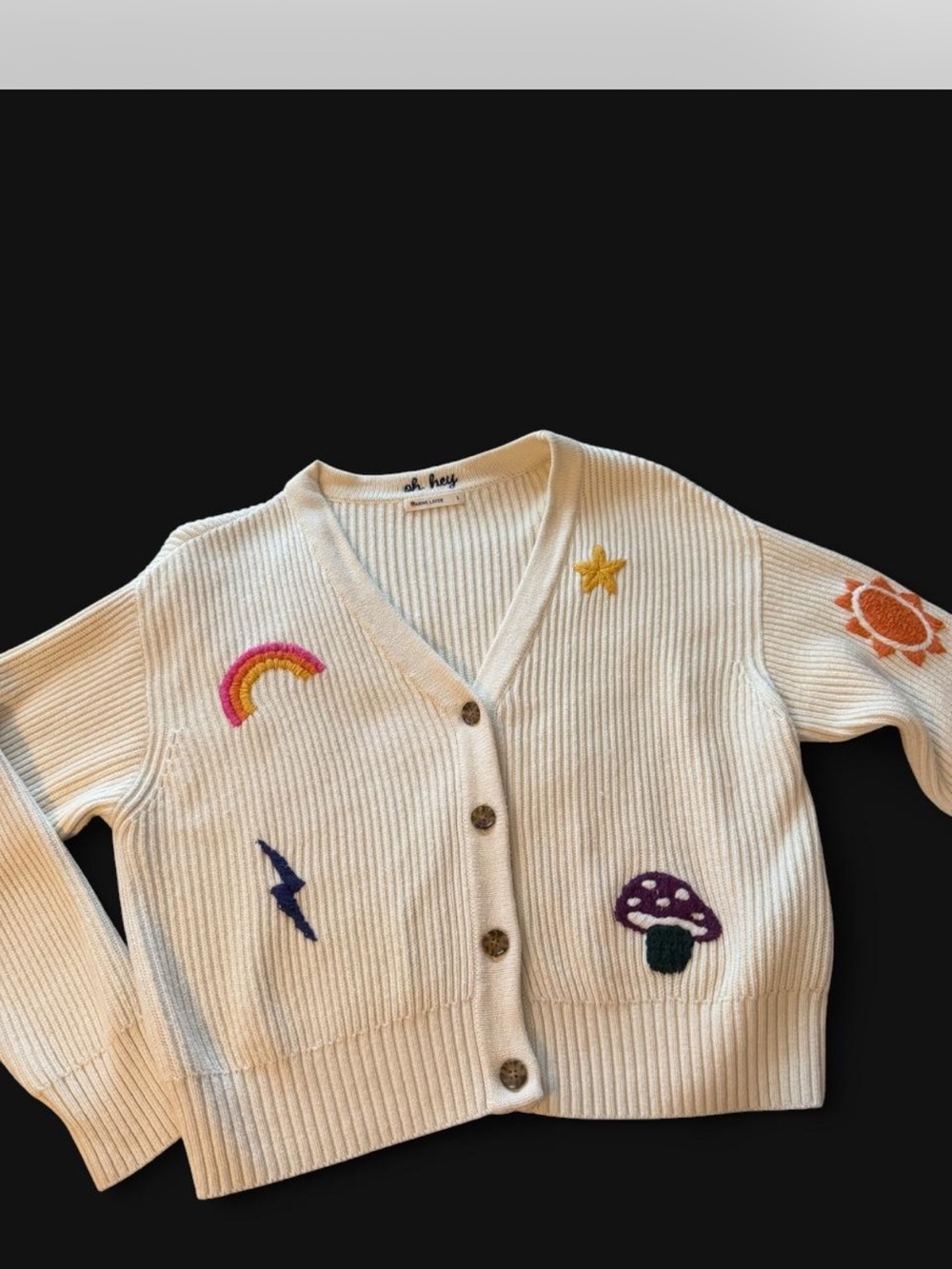 Marine Layer Embroidered Button Cardigan - Cream